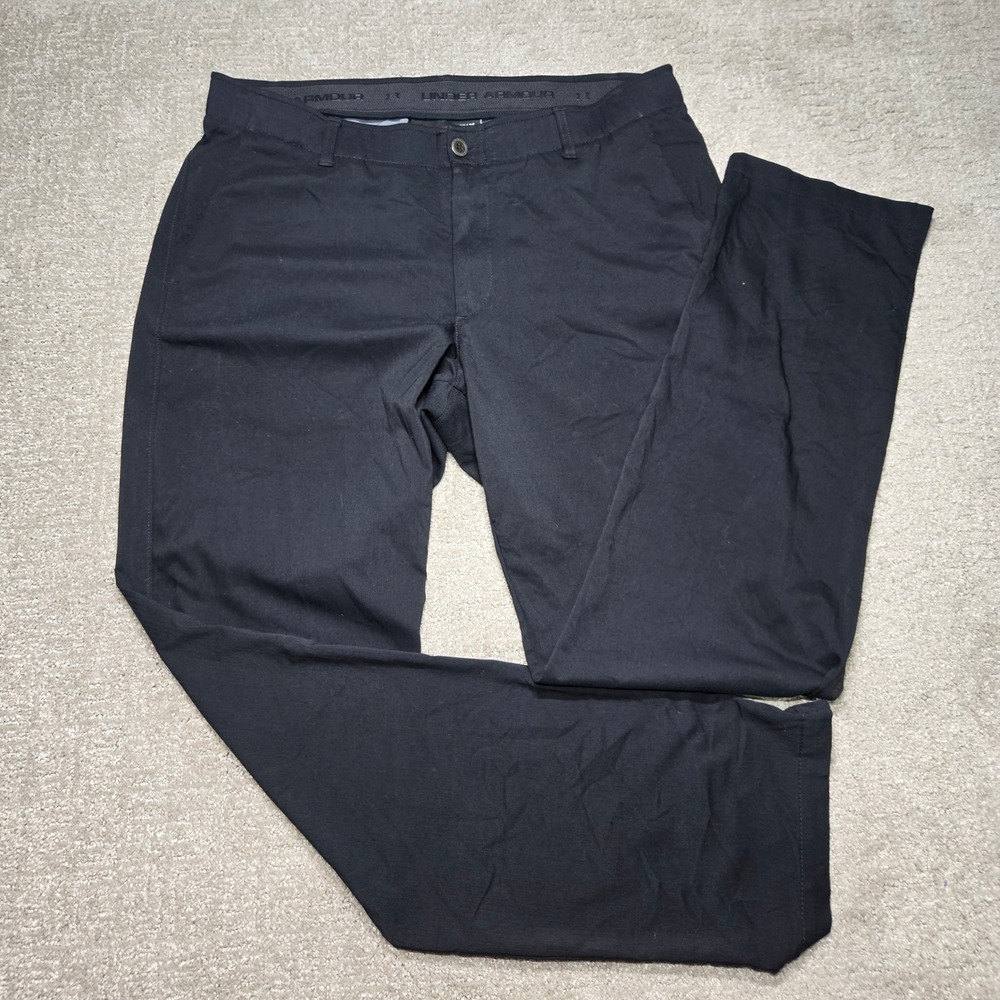 Under Armour Mens Golf Pants Black Herringbone Performance Chino 38x34 1253492